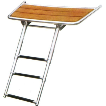 Badeplattform rostfreier Stahl mit 3 stufiger Leiter teleskopierbar zum Einschieben L=84cm B=38cm Rohr D=25mm