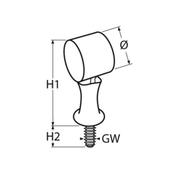 Preview: Handlaufendstück mit Gewinde A4 M8x55mm, für Rohr 25mm