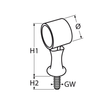 Preview: Handlaufdurchlass mit Gewinde A4 M8x55mm, für Rohr 25mm