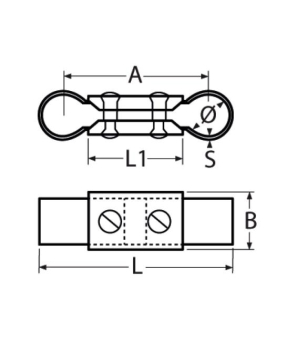 Preview: Haltegriffverbinder, Doppelschelle A2 für Rohr 22mm