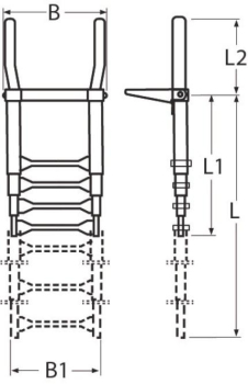 Preview: Teleskopbadeleiter mit ausklappbaren Griffen