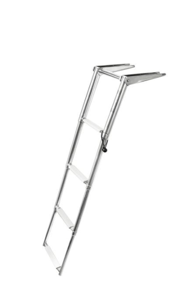 Teleskopbadeleiter m. Griff, Montage auf Plattform A4/Kunststoff 415-1115x305mm, 4-stufig, weiß