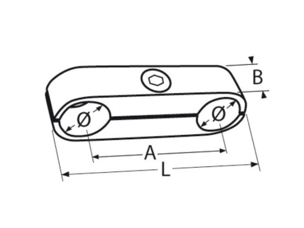 Haltegriffverbinder, massiv A4 für Rohr 25mm