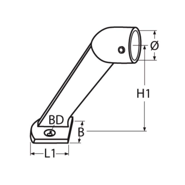 Handlaufendstück, 60° A4 für Rohr 22mm