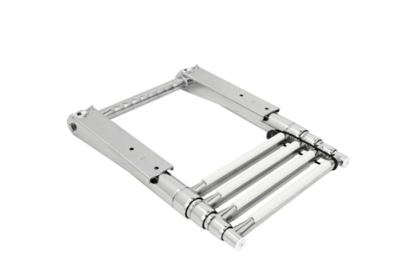 Teleskopbadeleiter m. Griff, Montage auf Plattform A4/Kunststoff 415-1115x305mm, 4-stufig, weiß